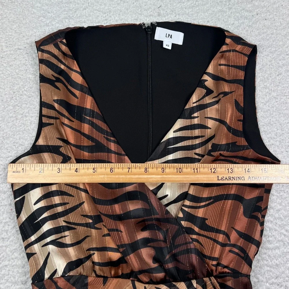 LPA Maxi Dress Womens XS Nikki Tiger Stripe Animal Print Asymmetric Flowy‎